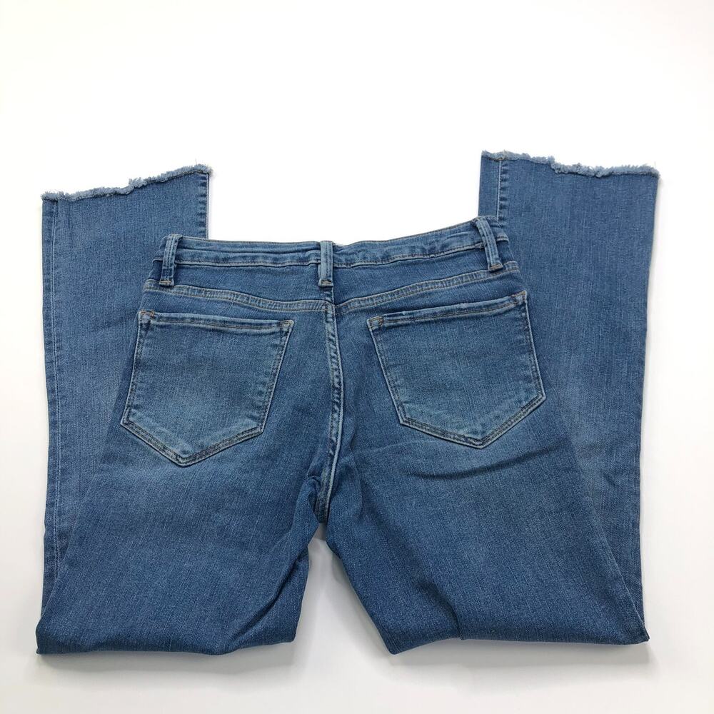 Free People Straight Crop 27 (Fits 27W 27L) Mid Rise Denim Raw Hem Cut Off Jeans